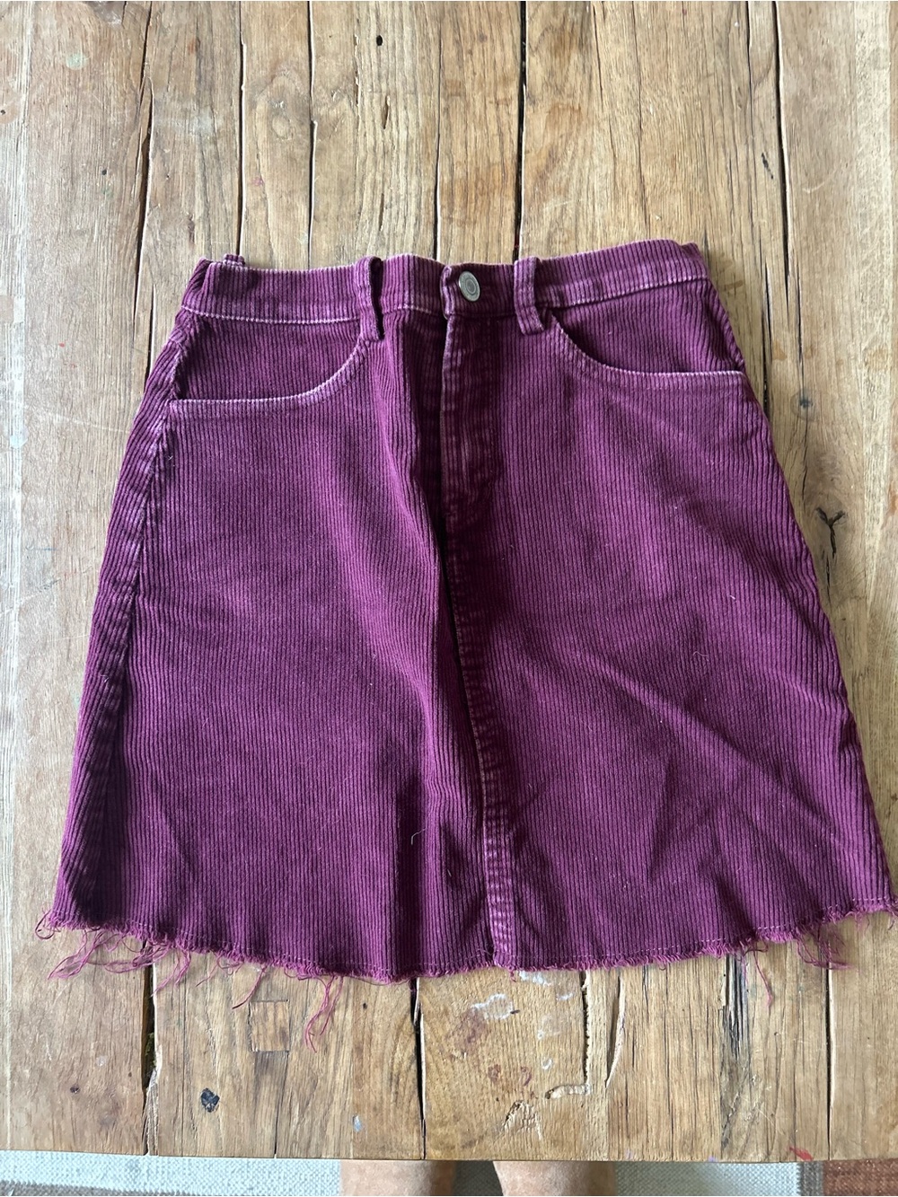 Brandy Melville j. Galt Corduroy A-Line Skirt in Plum